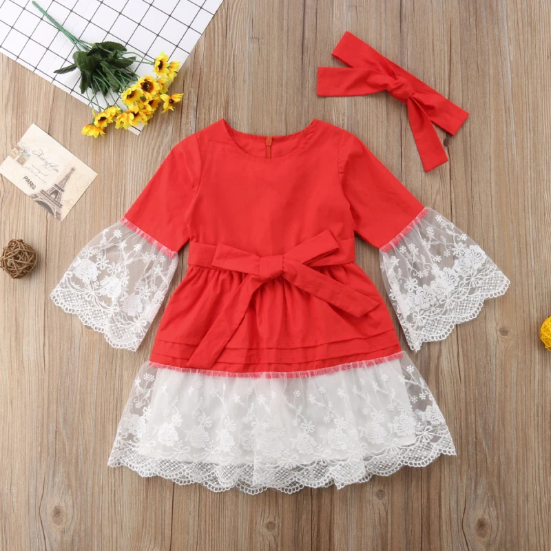 Emmababy модные От 1 до 5 лет Платье для маленьких девочек UK новорожденных Одежда для детей; малышей; девочек платье принцессы вечерние кружевное платье с узором одежда для детей на Рождество