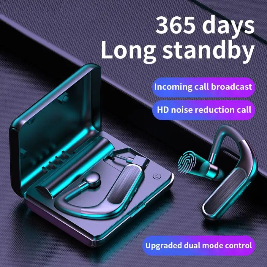Handsfree Wireless Bluetooth Earphones CVC Noise Canceling Business Wireless Headset with Mic for Driver Sport iPhone Smartphone