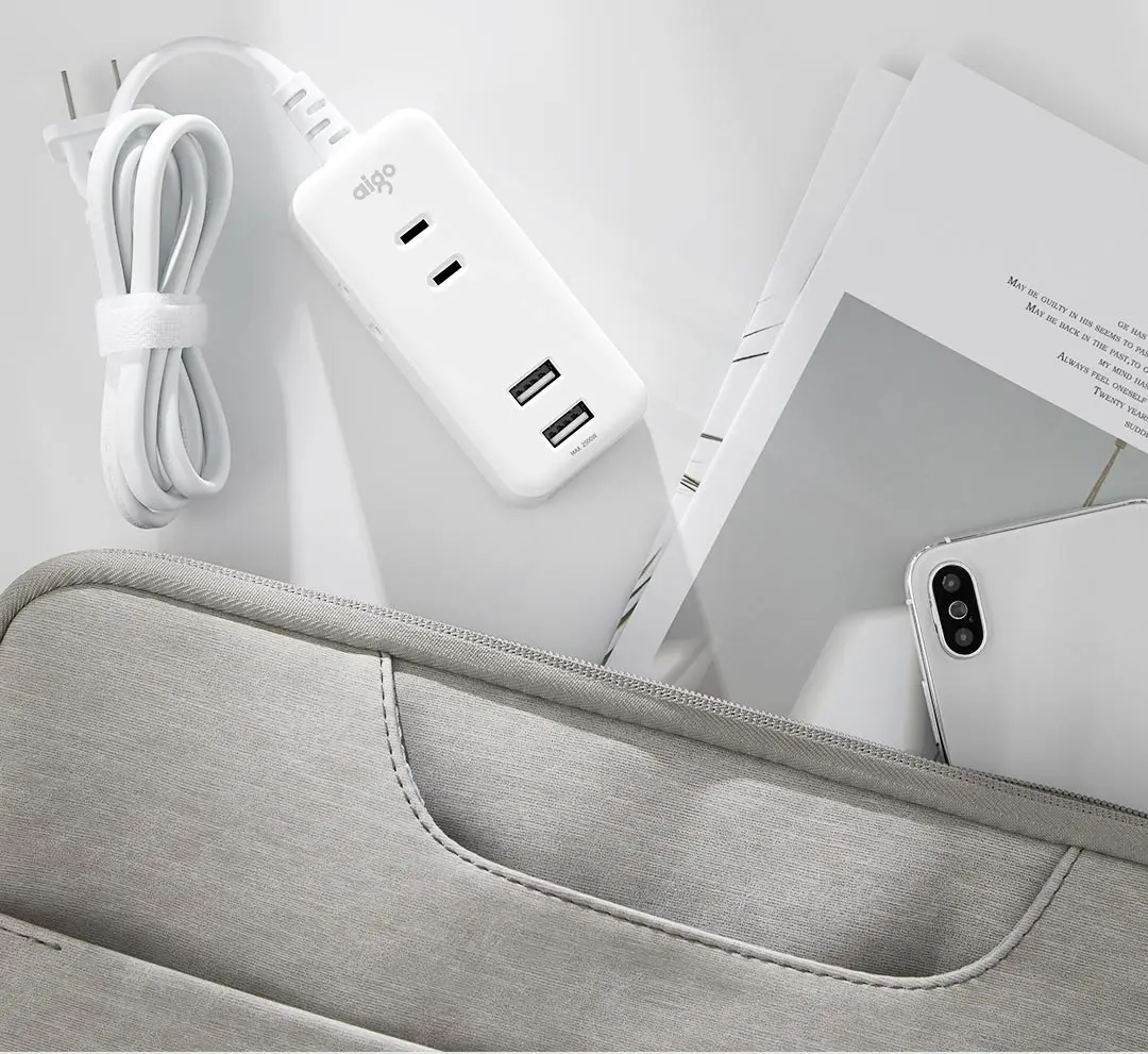 Xiaomi Youpin аиг 3-сторонний Джек Мощность пропилен-каучука прокладки с 2 Порты usb ладони Форма компактный и Портативный полной длины 1 м