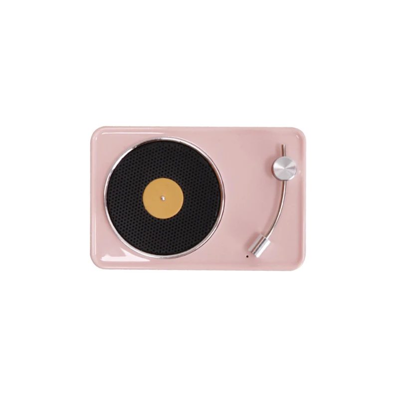 Pink Ретро проигрыватель Bluetooth аудио беспроводной мини портативный многофункциональный виниловая запись Bluetooth динамик - Цвет: Pink
