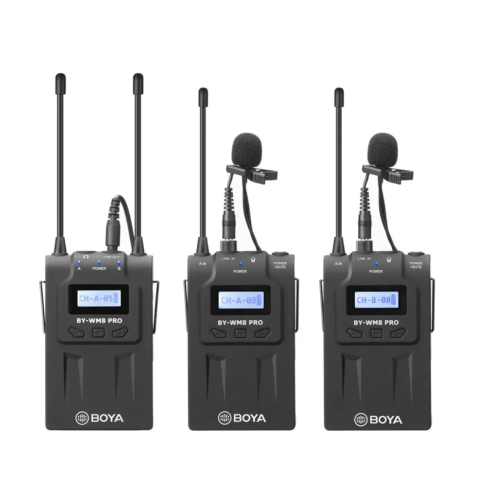 

BOYA BY-WM8 Pro UHF Wireless Lavalier Microphone System for iPhone 8 Video Interview Broadcast Canon Nikon DSLR Camera Camcorder