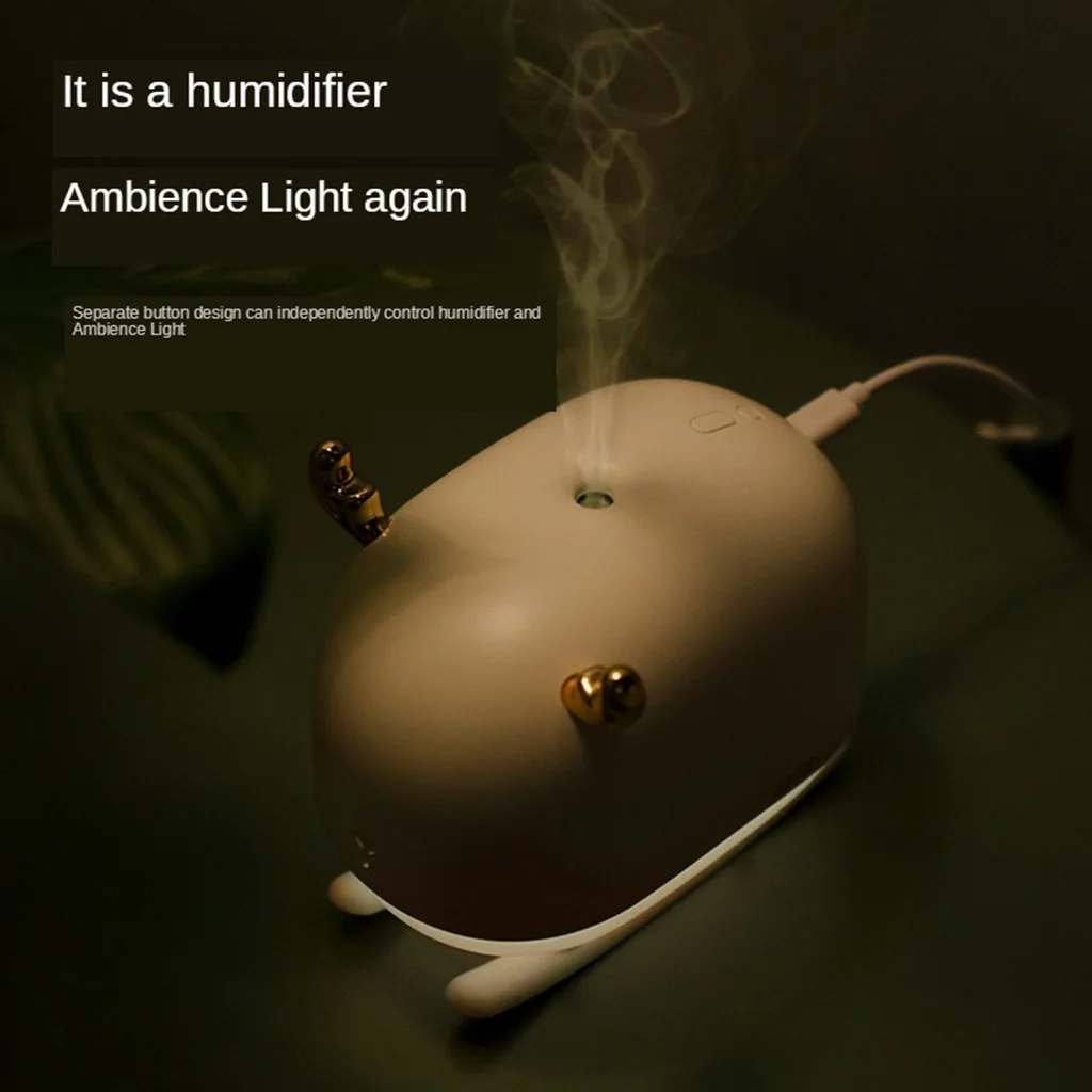 USB Cool Mist Deer Humidifier Water Sprayer for Desktop Office with LED Night Light Lamp