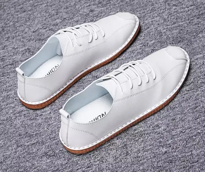 F20 white Новинка года; сезон весна; модные мужские лоферы; цвет красный, белый, черный; кожаная мужская повседневная обувь; дышащая обувь ручной работы на плоской подошве; мужские кроссовки - Цвет: F20 white