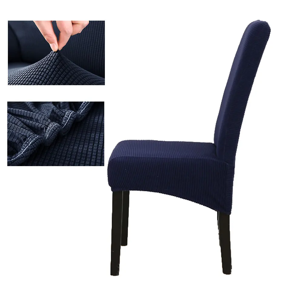 Navy Blue Флисовая ткань XL Размер Длинный Назад плед Чехол на стул сидение Чехлы накидка на стул из спандекса ресторан отель вечерние банкет кухня - Цвет: Navy Blue