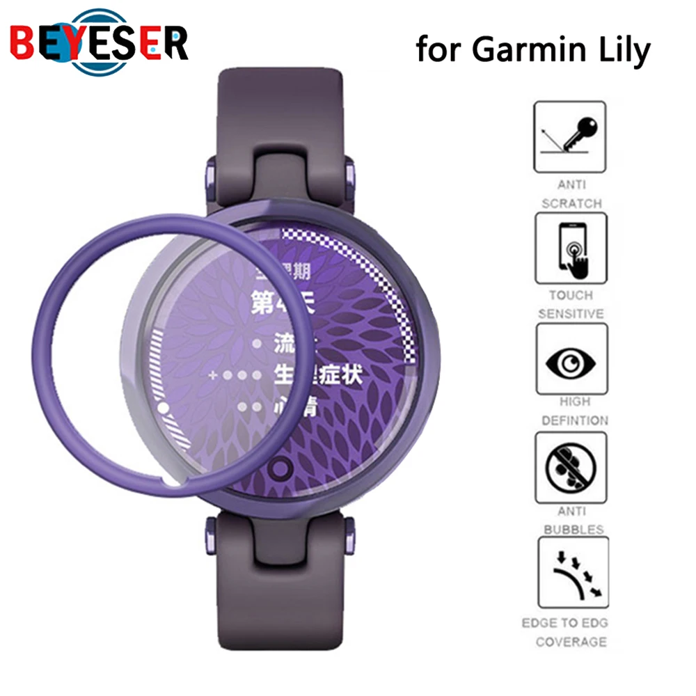 

Soft Glass Tempered Screen Protector for Garmin Lily 3D Full Curved Protective Film Cover for Garmin Lily Film Watch Purple Gold