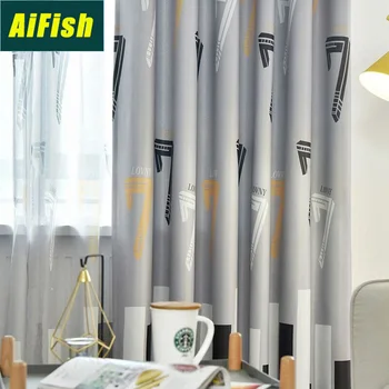 

Nordic Shading Gray Curtain Window Screen Simple Modern Suitable For Bedroom Living Room Balcony Children ThickeningM220