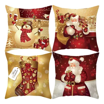 

40# Christmas Polyester Cushion Cover Sofa Cushions Plant Throw Pillow Christmas Decorations For Home Xmas Decoration Natale