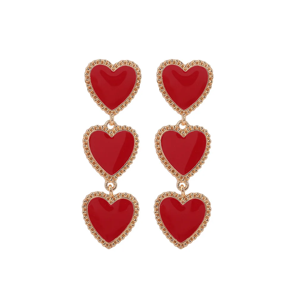 Long Earrings Dangle Earrings Drop Earrings Bohemian Enamel Circle Love Heart For Women Party Exaggerated Big Red