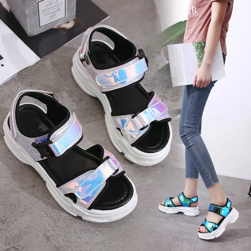 Г., новые летние пикантные женские спортивные сандалии с открытым носком женские сандалии на танкетке обувь на толстой платформе женская пляжная обувь