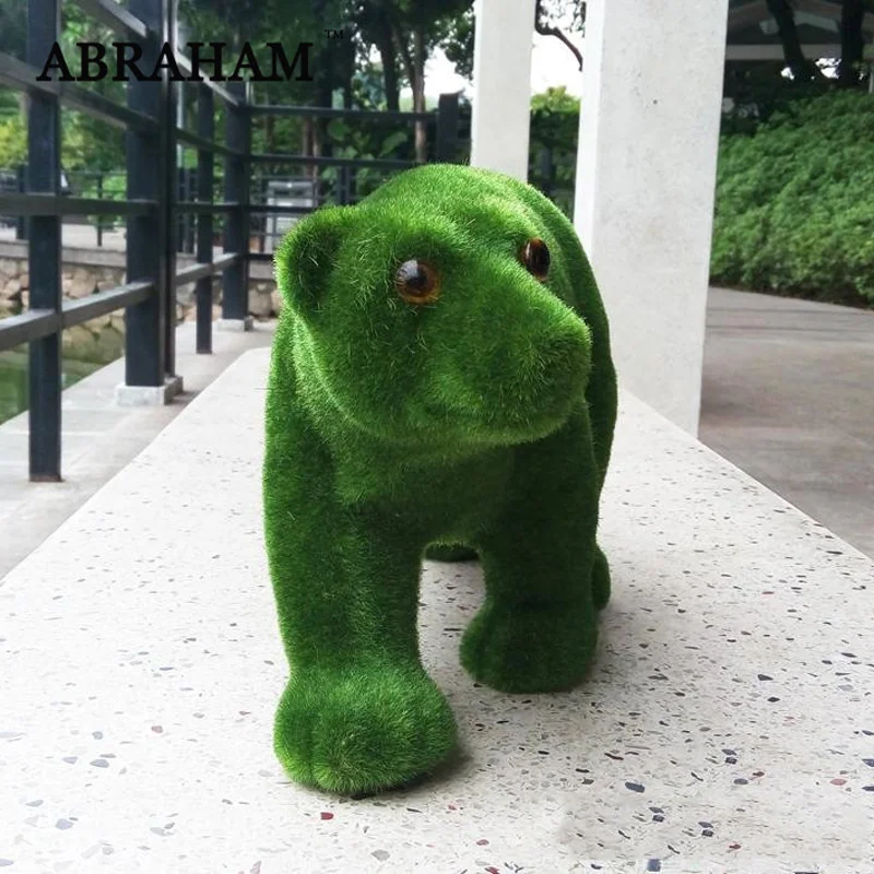 

39cm Large Flower Bear Artificial Moss Flocking Animals Green Grass Fake Animal Crafts Christmas Moose For Home Party Decoration