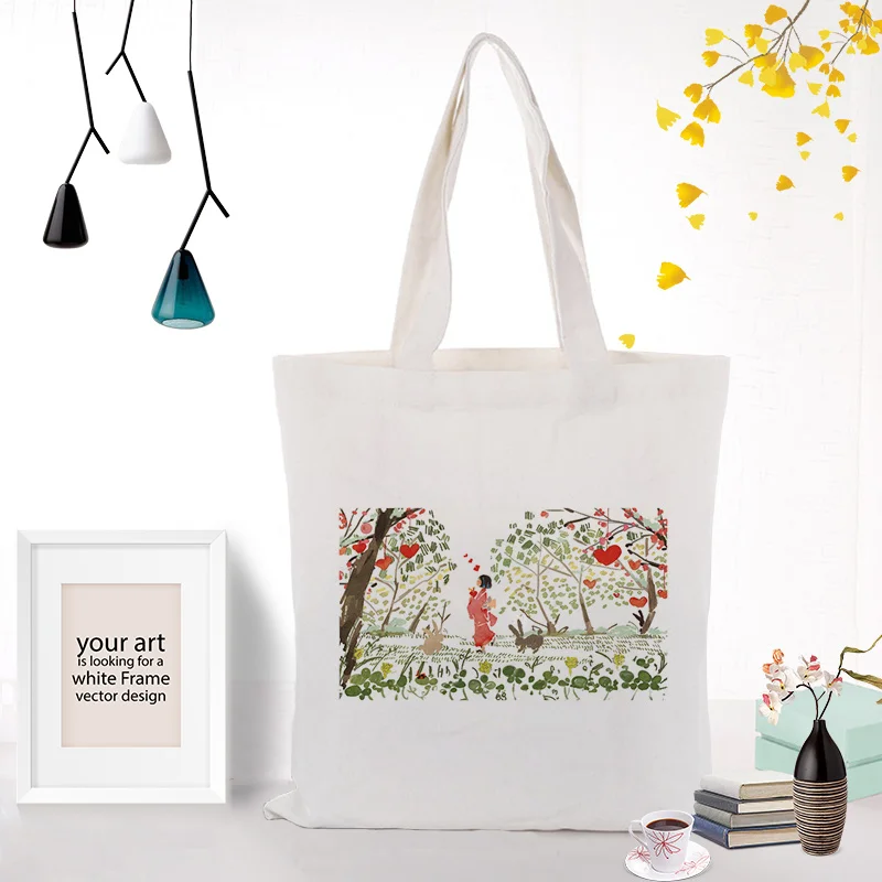 KIMONO033 Кимоно Аниме сумка Холст сумка повседневное использование хозяйственная сумка пользовательский принт логотип текст DIY эко многоразовая утилизация - Цвет: KIMONO033
