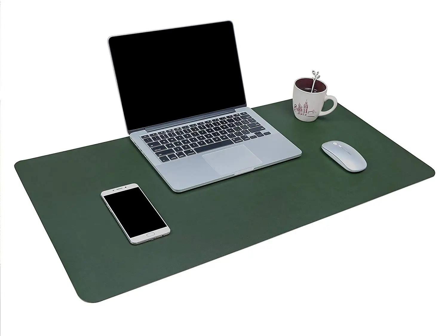 Multifunctional Office Desk Pad, 40*80cm Ultra Thin Waterproof PU Leather Mouse Pad, Dual Use Desk Writing Mat for Office/Home - Цвет: Army Green