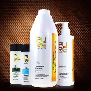 

PURC Brazilian keratin hair 1000ml 8% formalin and 300ml shampoo before hair straightening make hair smoothing