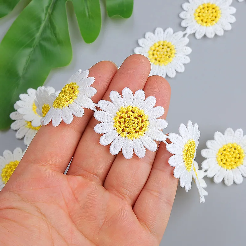 

15Yards Yellow Flowers Embroidered Lace Trim 35mm Width Ribbon Fabric Handmade DIY Patch For Costume Sewing Craft Decoration