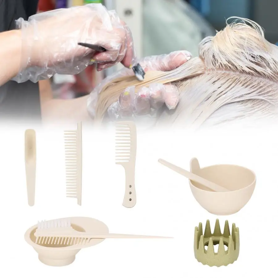 

8pcs Professional Hair Dyeing Tools Dye Brush Comb Spoon Dyestuff Mixing Bowl Set
