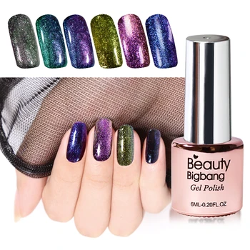 

Beautybigbang 6ml Super Shiny Effect Nail Gel Polish Chameleon Holographic Perfect Soak Off UV LED Nail Foil Chorme Gel Polish