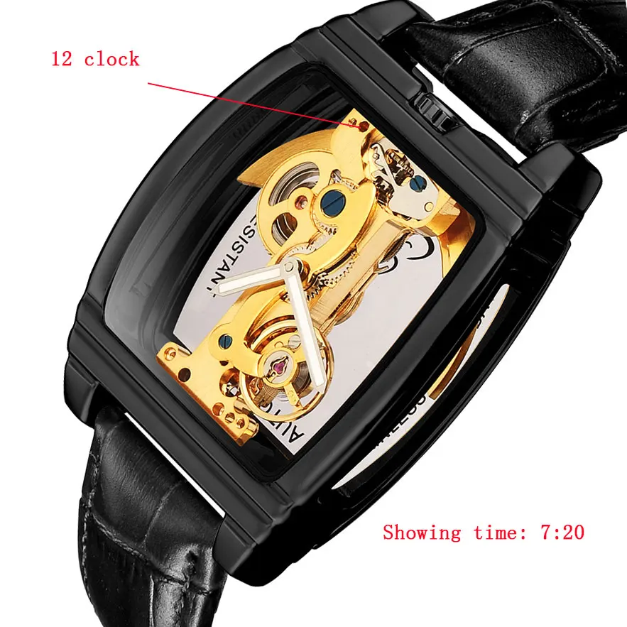 Прозрачные мужские часы механические Автоматические наручные часы с кожаным ремешком Лидирующий бренд стимпанк с автоматическим подзаводом мужские часы montre homme