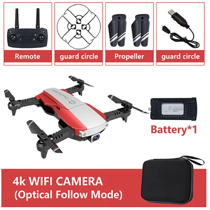 Wifi FPV мини Дрон с 1080P 4K HD камерой в реальном времени wifi передача Rc вертолет оптический поток rc Квадрокоптер жестовые игрушки - Цвет: 4k camera red