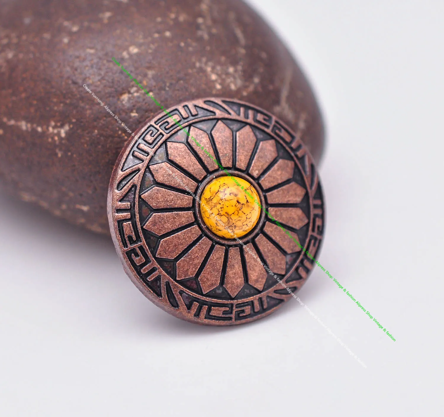 10 Stück 30 mm antikes Kupfer, Sonnenblume, beige, türkis, Lederhandwerk, Gürtelzubehör, Brieftaschenetui, Conchos für Leder mit Schraubverschluss – Detail 21