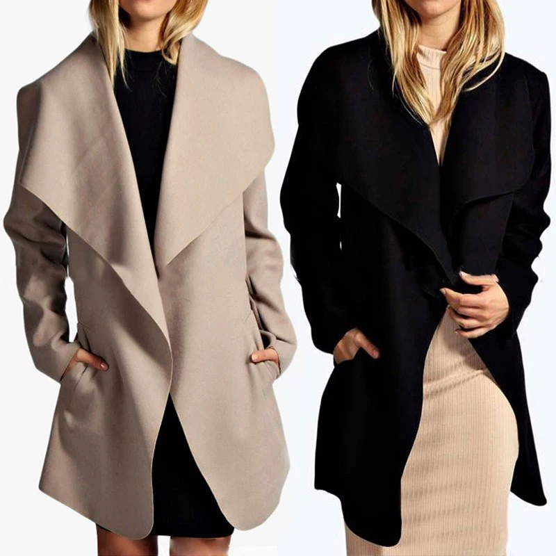 Gabardina larga para Mujer, abrigo cortavientos con cinturón ajustado de color caqui, abrigo cortavientos, moda brasileña