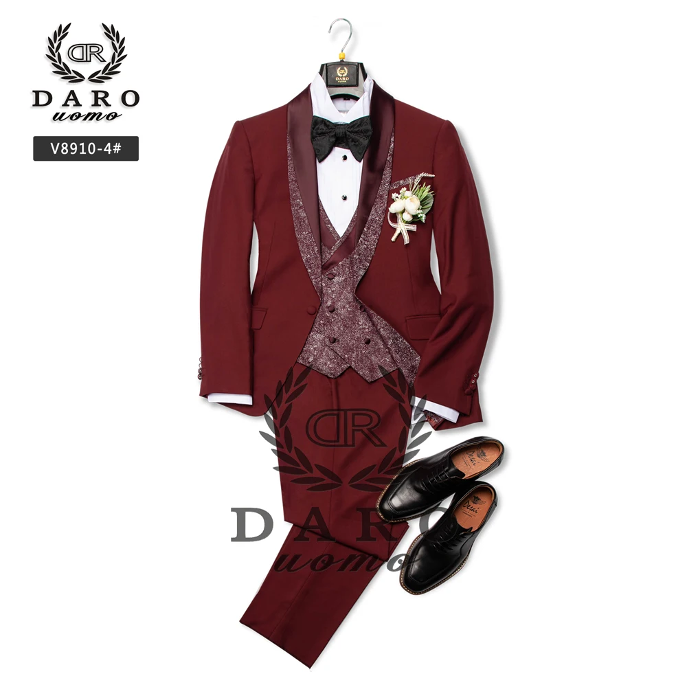 DARO Tuxedo wine red Bridegroom Suit Wedding Groom Party Fitting 2020 NEW Desingn | Мужская одежда