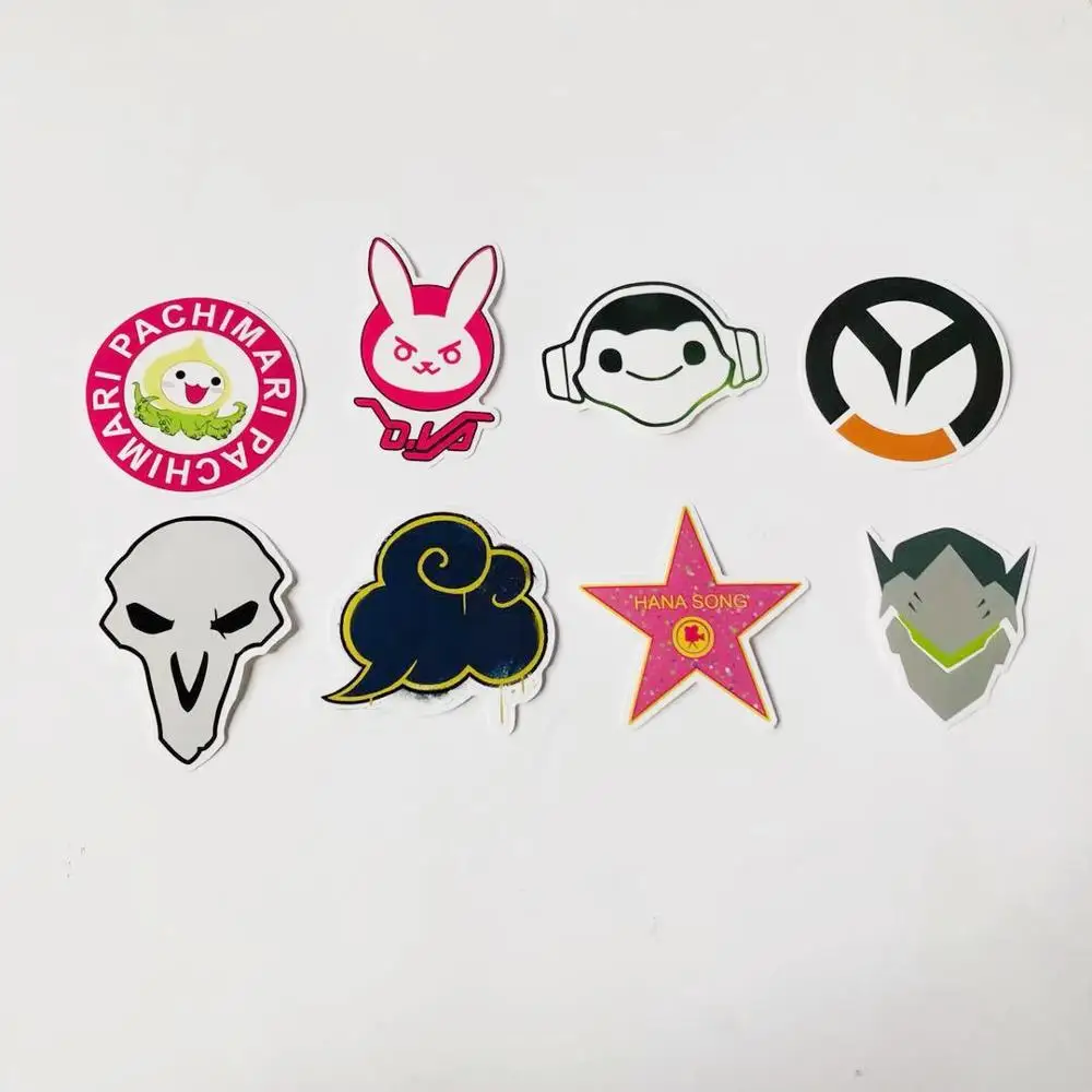 8 шт. аниме OW Heroes Overwatch D.va автомобильные наклейки для ноутбука телефона чемодана