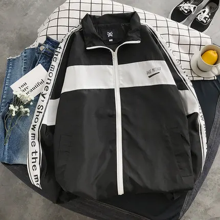 Hip Hop Spring Jackets Men Windbreaker Patchwork Autumn Loose Casual Jacket Couple Thin Jacket Loose Large Size Zipper Coat white jacket men Jackets