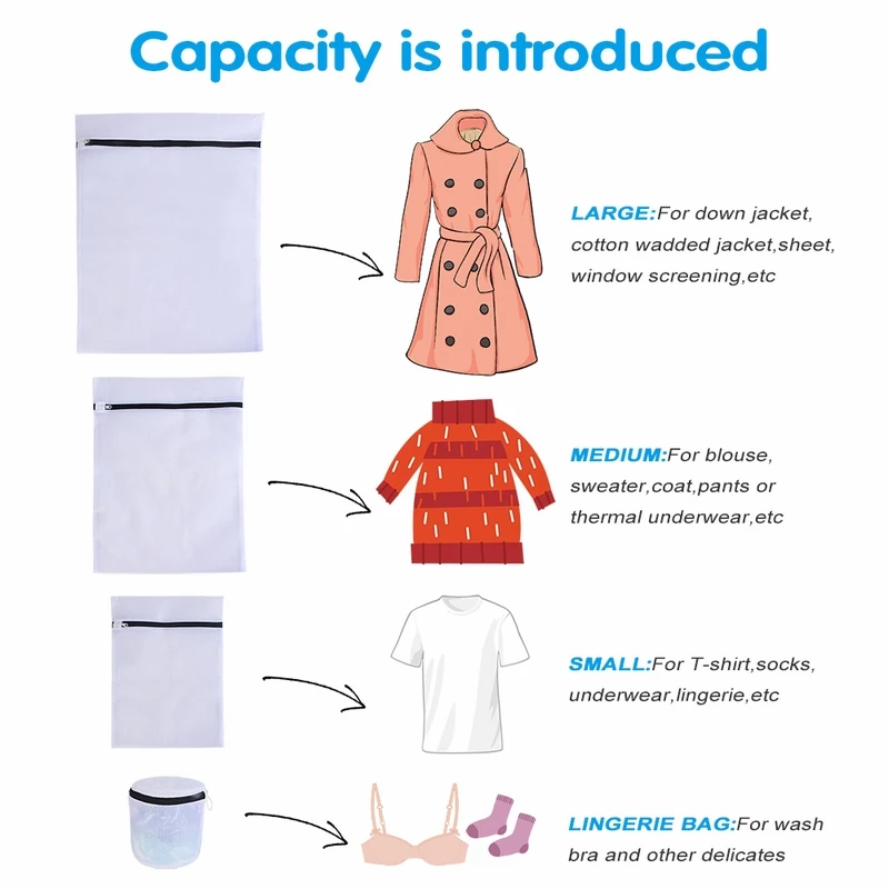 Zippered Mesh Laundry Wash Bags Foldable Delicates Lingerie Bra Socks Underwear Washing Machine Clothes Protection Net