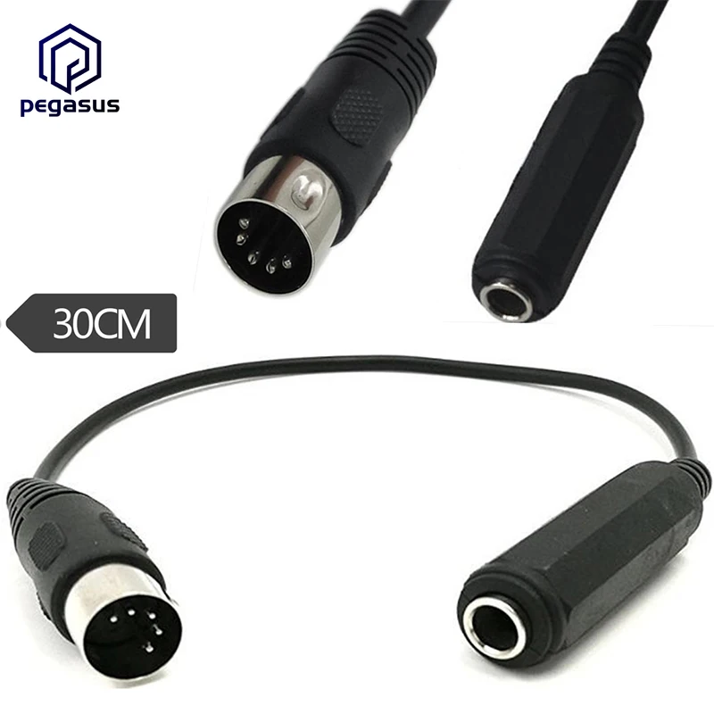 

MIDI 5Pin Din Male to Monoprice 6.35mm (1/4 Inch) Female TRS Stereo Audio Extension Cable For MIDI Keyboard