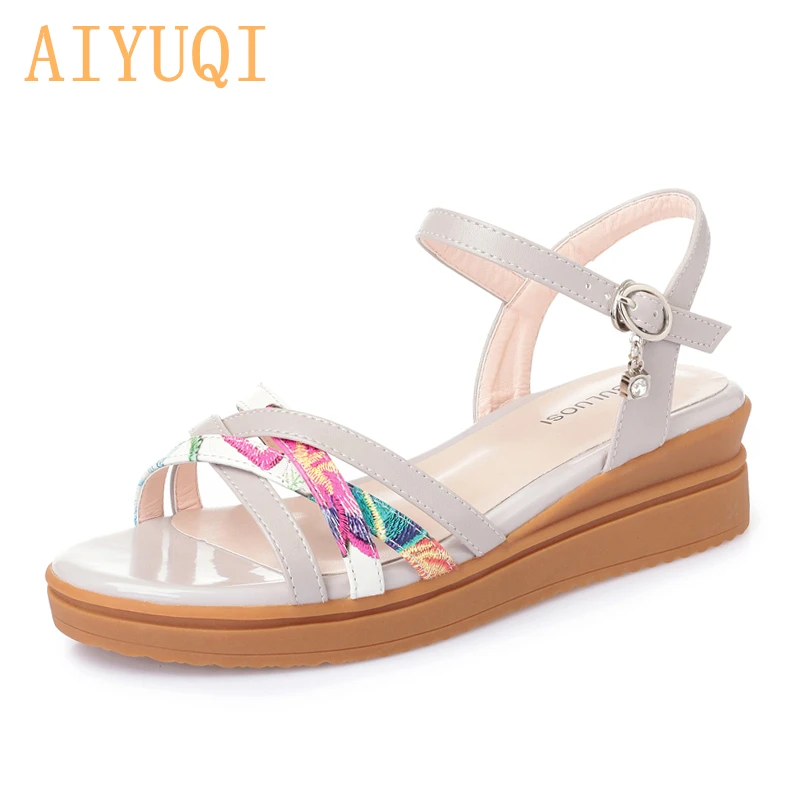 

AIYUQI Summer Women's Sandals 2020 Wedge With Beef Tendon Bottom Color Matching Bohemian Large Size 41 42 43 Sandals Ladies
