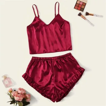 

Lingerie Women Chiffon Sets Cami Top + Shorts Sleepwear Suits Nightwear Sexy Babydoll Underwear Lemceria Mujer Erotic Nightgown