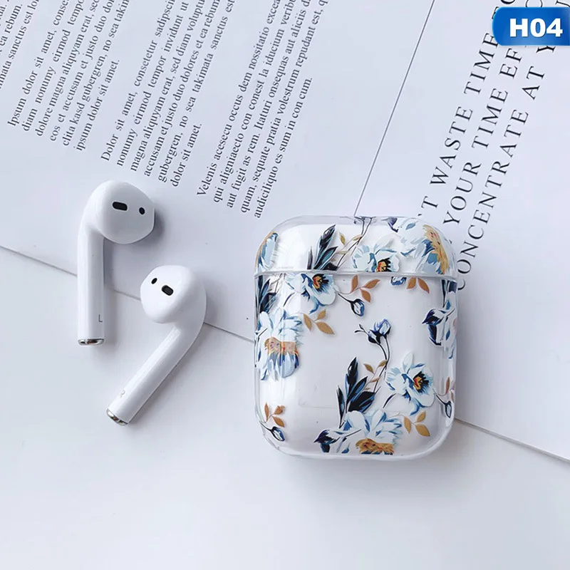 Клубника Фламинго цветок печать пластиковый чехол наушники для Apple Airpods Bluetooth беспроводные наушники защитный чехол коробка - Цвет: CEA5717H04