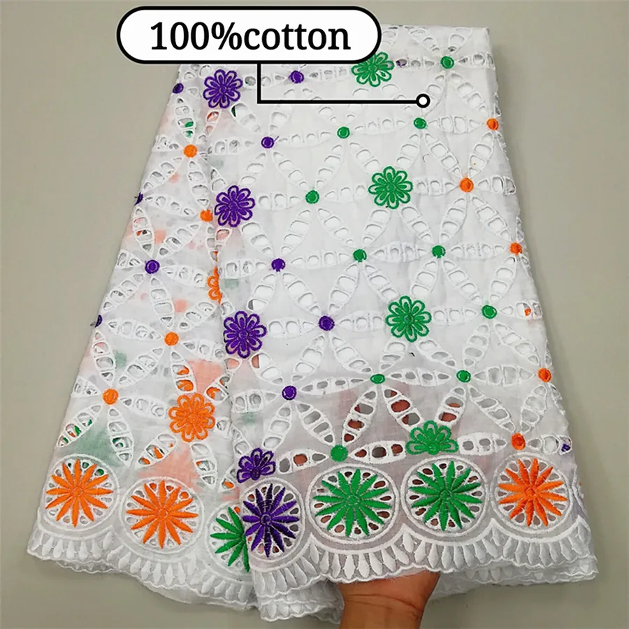 Дубай Африканская Хлопковая ткань кружевная ткань Высококачественная швейцарская вуаль кружева в швейцарской нигерийской кружевной ткани 5 ярдов