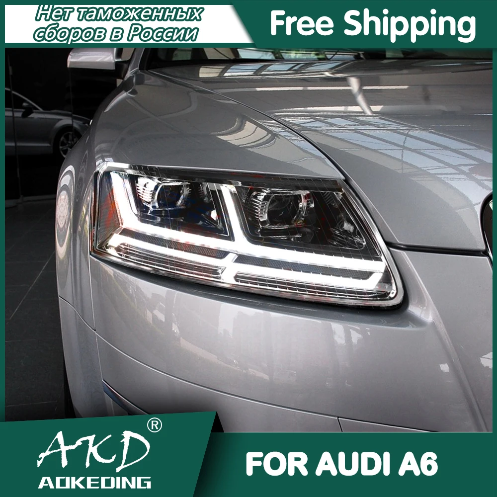 For Car AUDI A6 Headlights 2005 2011 DRL Day Running Light LED Bi Xenon Bulb Fog Lights Car