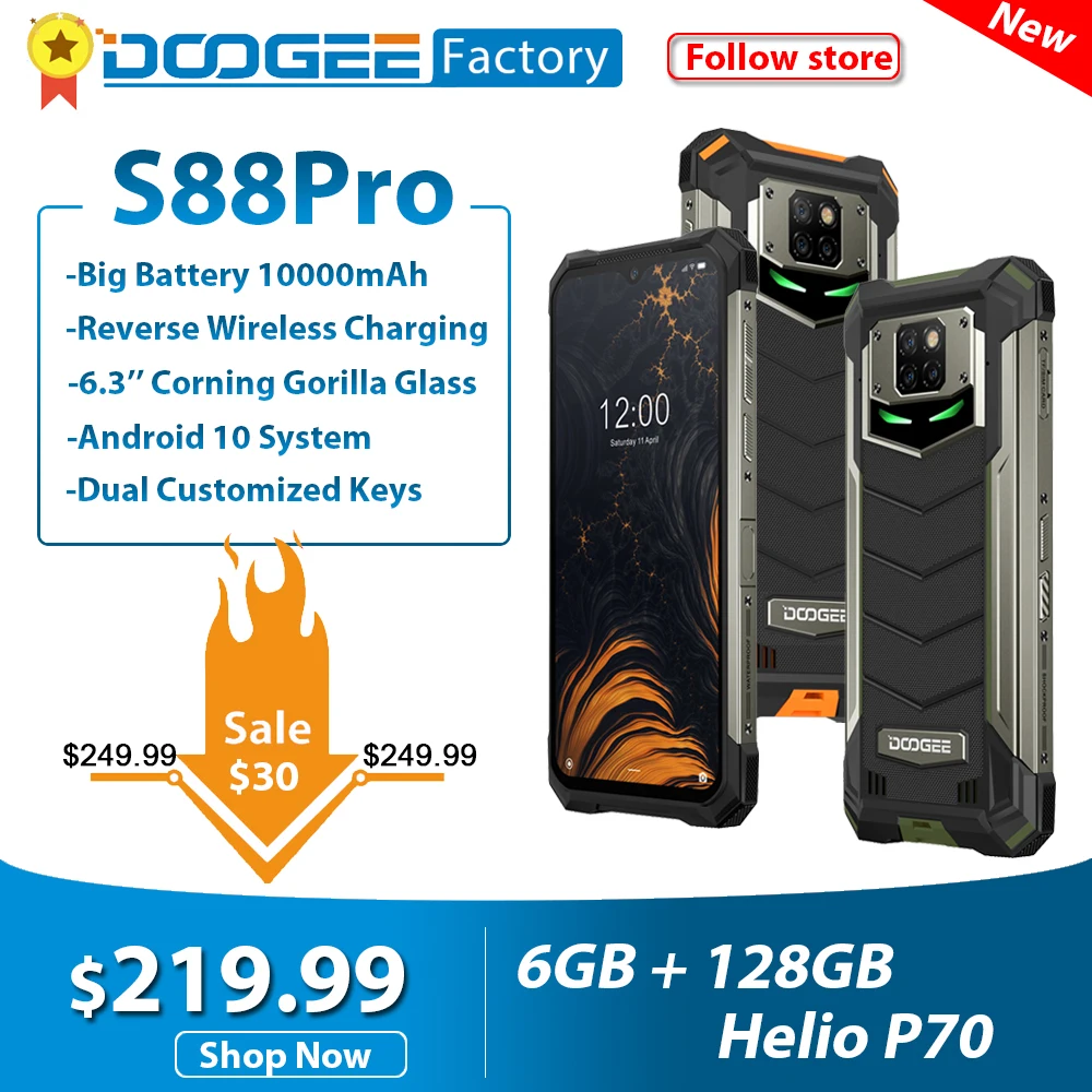 DOOGEE S88 Pro IP68/IP69K прочный мобильный телефон 10000 мАч 6 3 &quotFHD + безрамочный экран