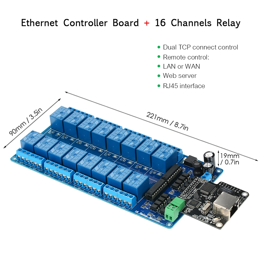 

Hot Ethernet Control Module LAN WAN Network WEB Server RJ45 Port 16 Channel Relay LJ