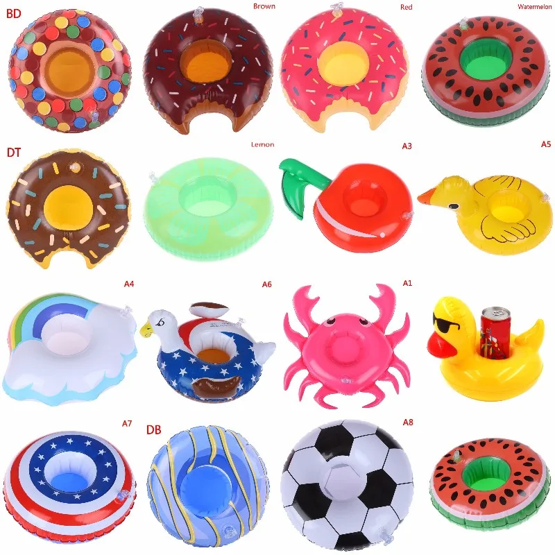 

Free Shipping Floating Cup Holder Pool Swim Ring Water Toys Party Beverage Boats Baby Pool Inflatable Drink Holders 25 Types