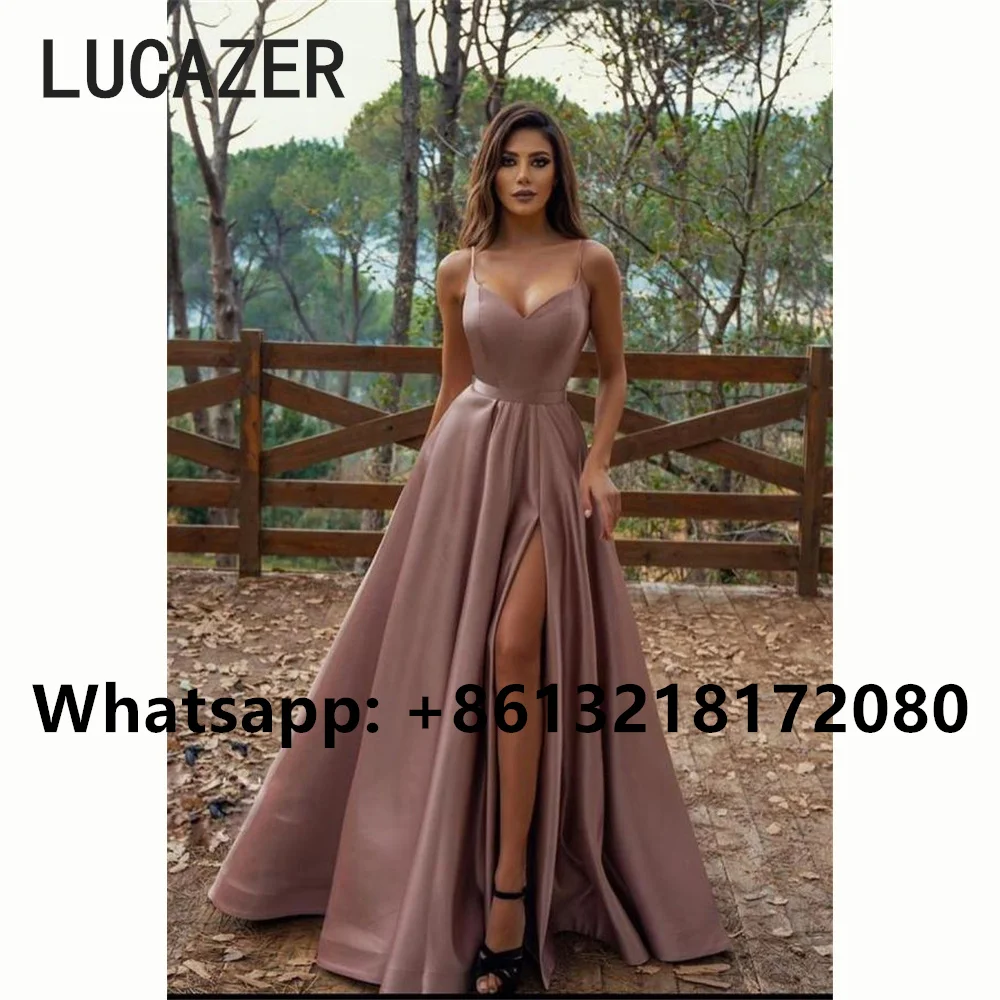 red evening dress Spaghetti Strap A-Line Side Split  Evening Dresses 2022 Satin Party Dresses Women Evening  Formal Dress Women Elegant maternity evening dresses