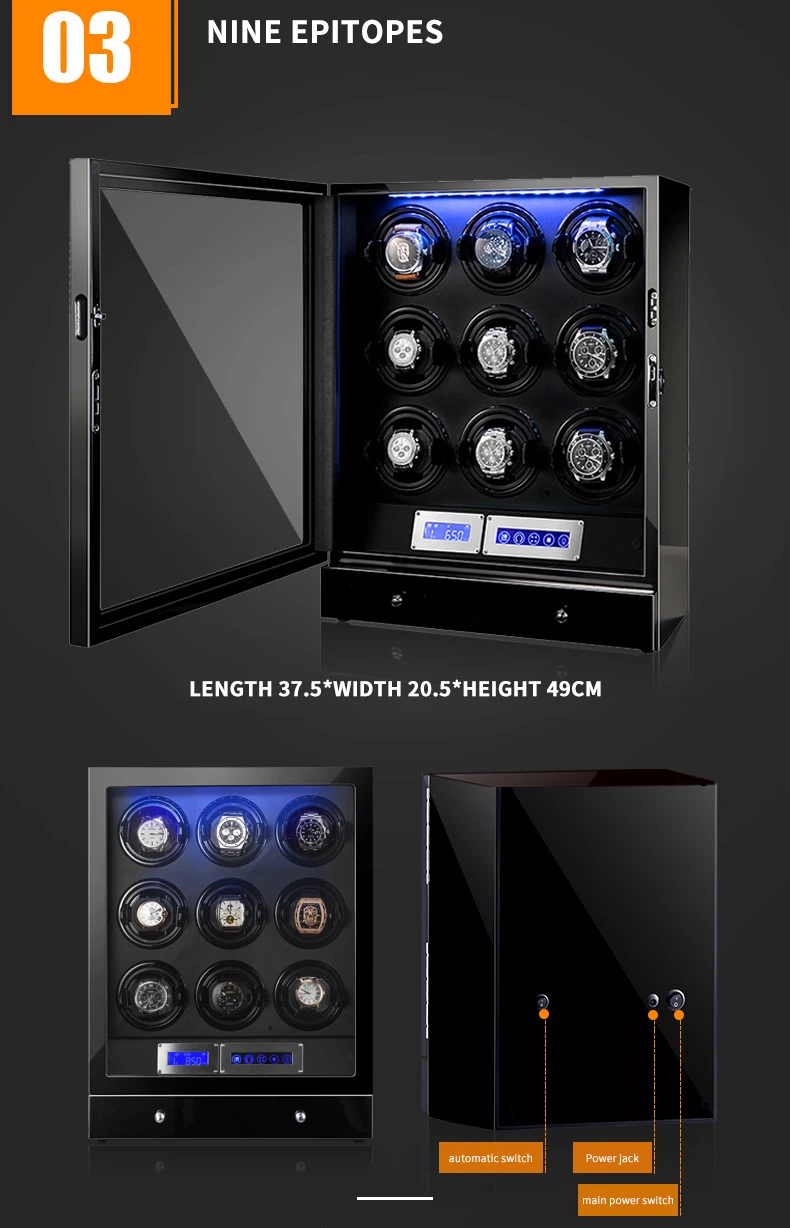 H24cfccd1ee7645b7aad9e6efbebefd7cJ Automatic Watch Winder 6 Slot Watches Safe Box Drawer Store Jewelry Quiet Japanese Mabuchi Motor Watch Storage Winding Boxes