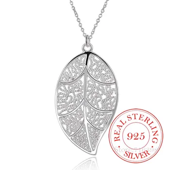 

New Hollow Vintage Tree Leaves Statement Pendant Necklace For Women 925 Serling Silver Fine Jewelry Pendants Necklace Collier