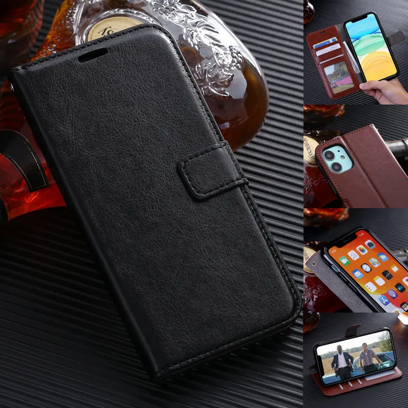 Кожаный чехол-книжка для iPhone 11 Pro X XS MAX XR 6 6S 7 8 Plus 5 5S с отделением карт карман денег |