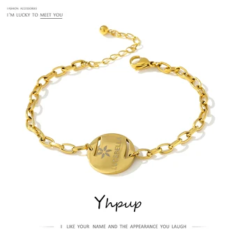 

Yhpup Charm Stainless Steel Bangle Bracelet for Women Gold Metal Chain Wrist bracelet Statement Jewelry Accessories Gift 2020
