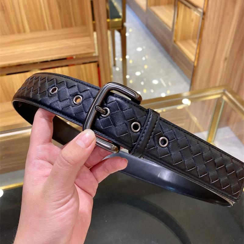 

BV Men's Designer Luxury Brand Weaving Belt Pin Buckle Genuine Leather Belts For Men Woven Male Strap Braided Man belt for Jeans