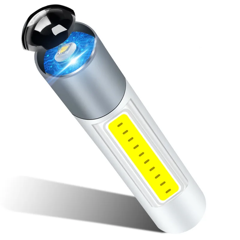 XANES XPE Lamp Beads Tactical Flashlight USB Zoomable Double Light Source Torch Light Waterproof Outdoor Hunting Emergency Lamp