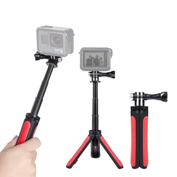 

3in1 Foldable Tripod Extendable Monopod Pole Hand Grip Selfie Stick for GoPro Hero 5 6 7 8 for DJI OSMO Pocket Vlog Accessory