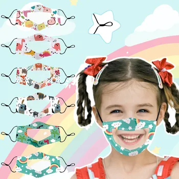 

1/3/6 PC Face Masks Children Cartoon Print Mask With Clear Window Visible Expression For Deaf Mute Mouth Cover Mascarilla