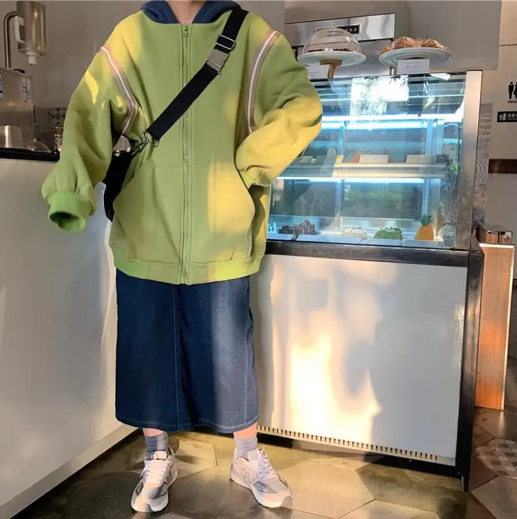 Корейский осенний и зимний Harajuku bf ветер с капюшоном толстый плюс бархат свободный свитер для женщин