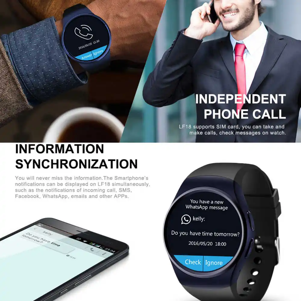 Kw18 Bluetooth Смарт часы полный экран Поддержка Sim Tf карты Smartwatch телефон сердечного ритма для Apple gear S2 huawei Xiaomi