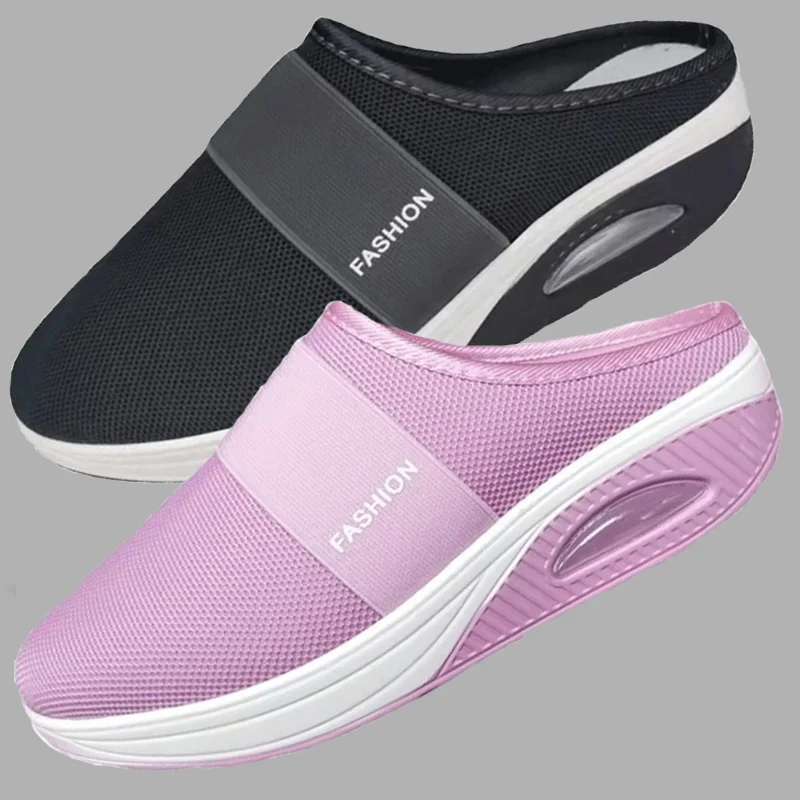 Summer Women's Slippers Hollow Out Air Cushion Slip-On Walking Shoes Orthopedic Diabetic Walking Shoes Mesh Breathable Slides 1