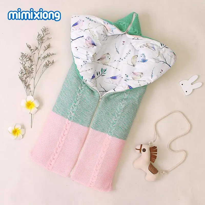 Спальный мешок для малышей, конверт для коляски, мешок для детской коляски, муфта для ног, теплые зимние подгузники для новорожденных, Пеленальное Одеяло - Цвет: Pink